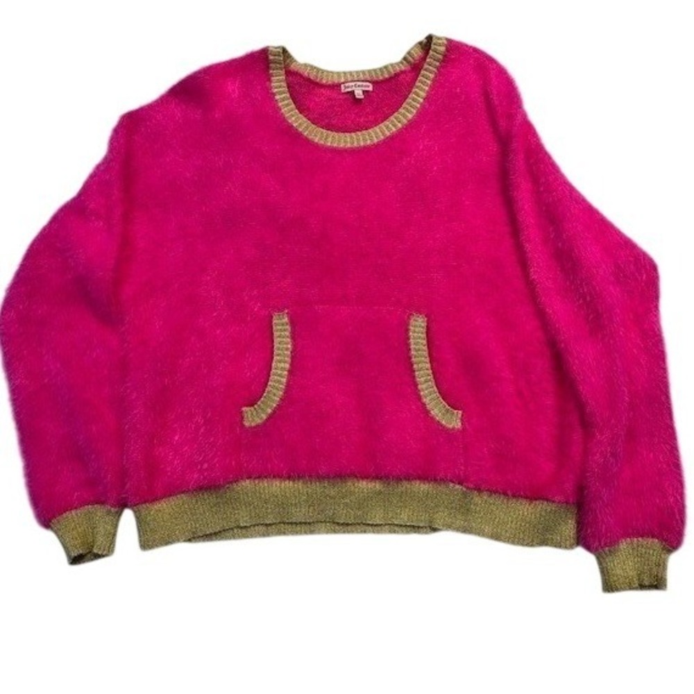 Juicy Couture Hot Pink Gold Trim Sweater Size XL